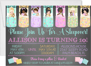 Sleepover Pajama Birthday Party Invitations