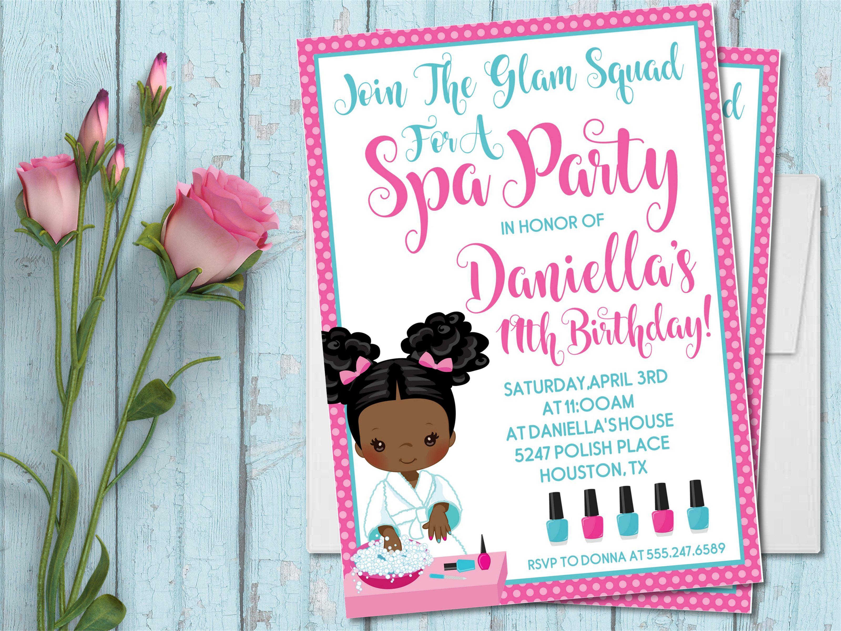 Spa Birthday Party Invitations