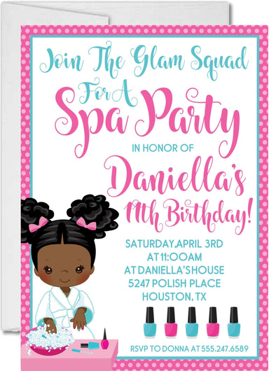 Spa Birthday Party Invitations