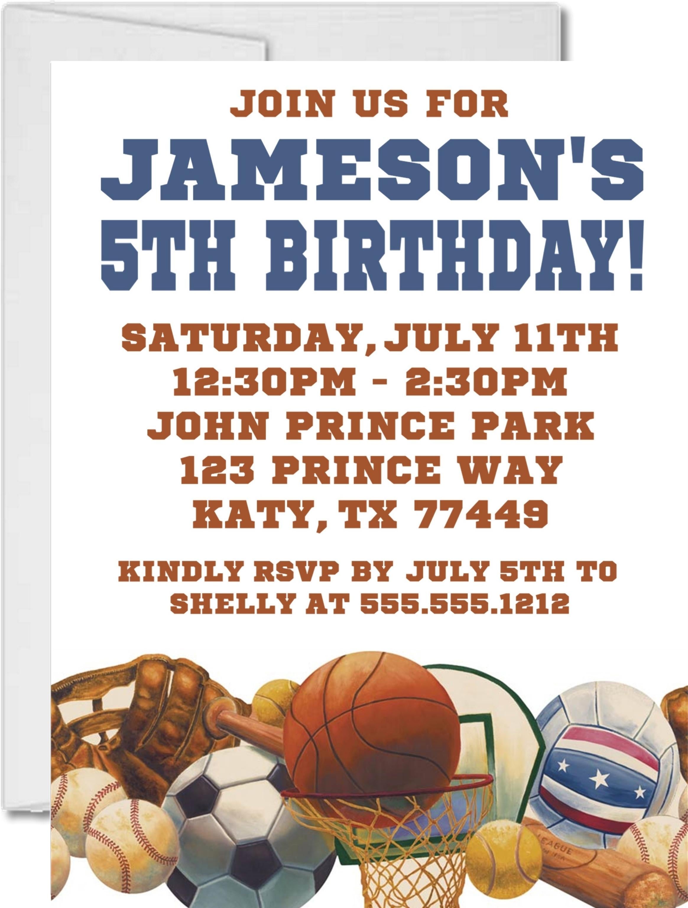 Sports Birthday Party Invitations