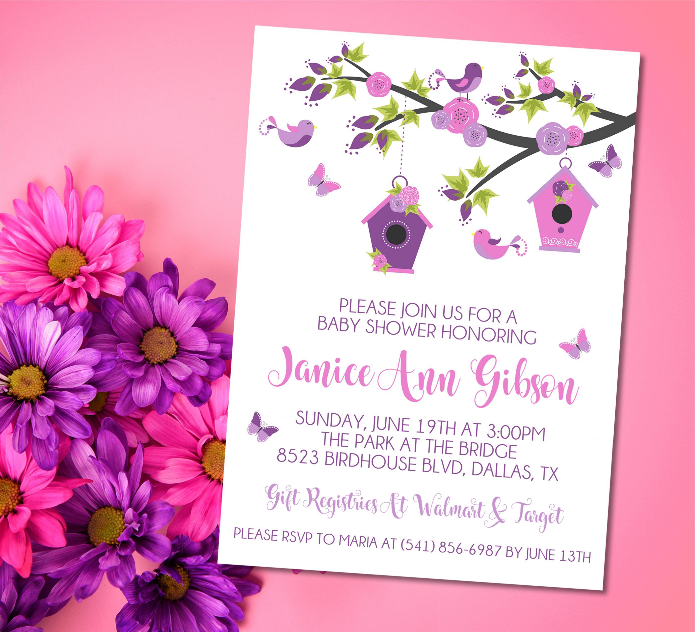 Spring Birdhouse Baby Shower Invitations