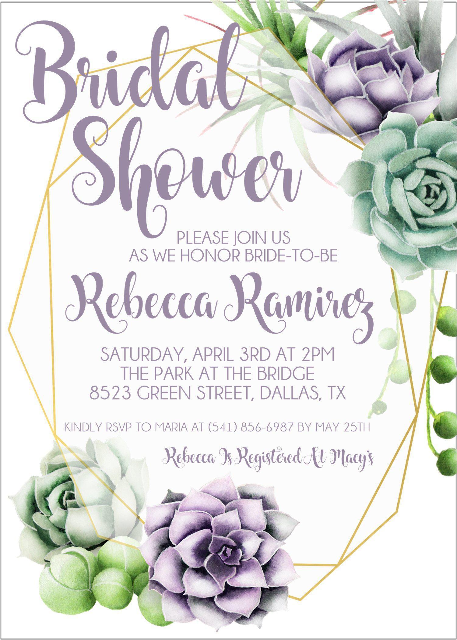 Succulent Bridal Shower Invitations