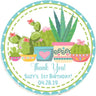 Succulent party sticker with cactus theme and personalized name