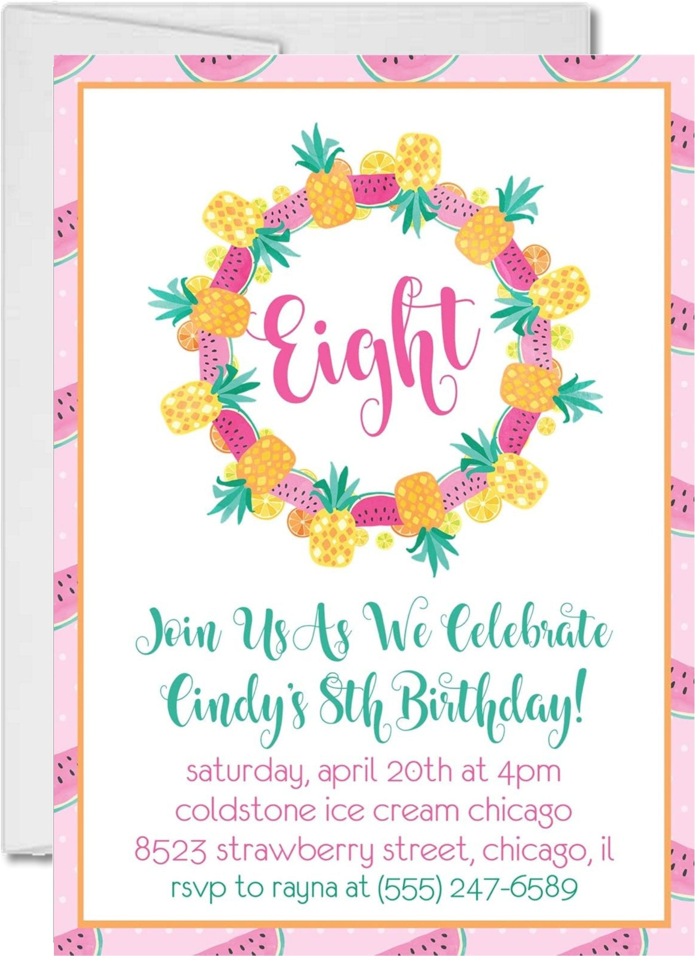 Summer Fruit Birthday Party Invitations