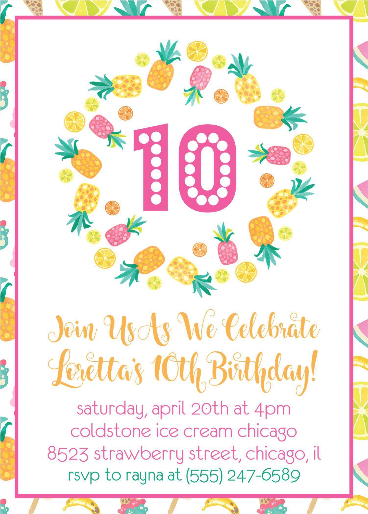 Summer Pineapple Birthday Party Invitations