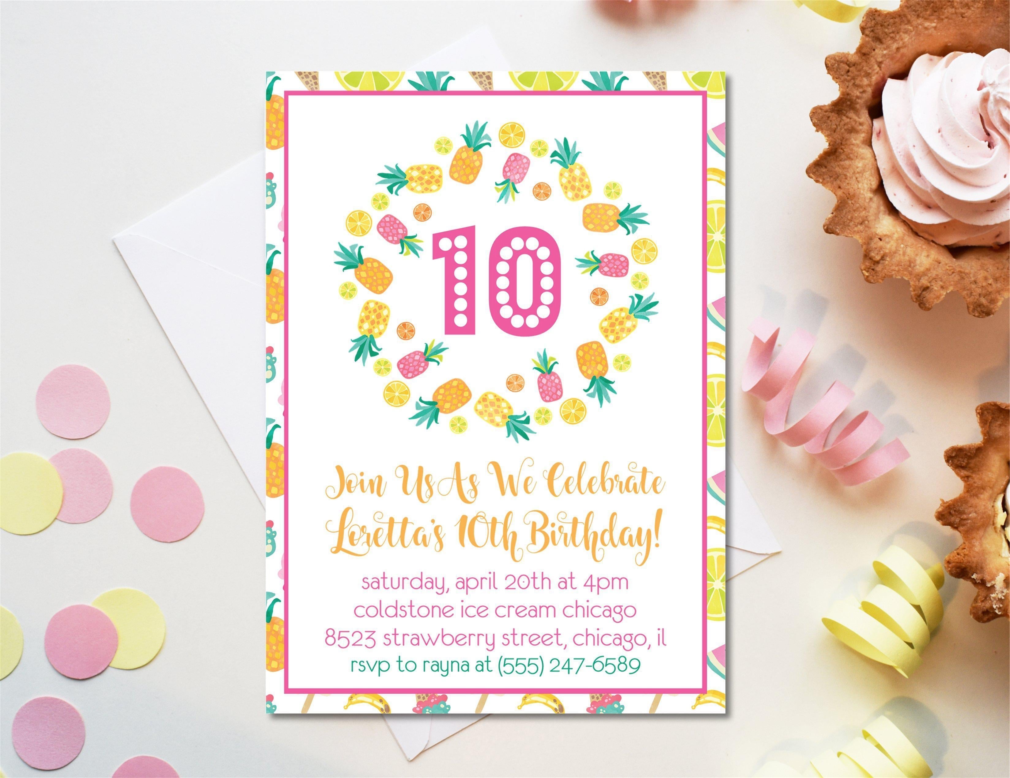 Summer Pineapple Birthday Party Invitations