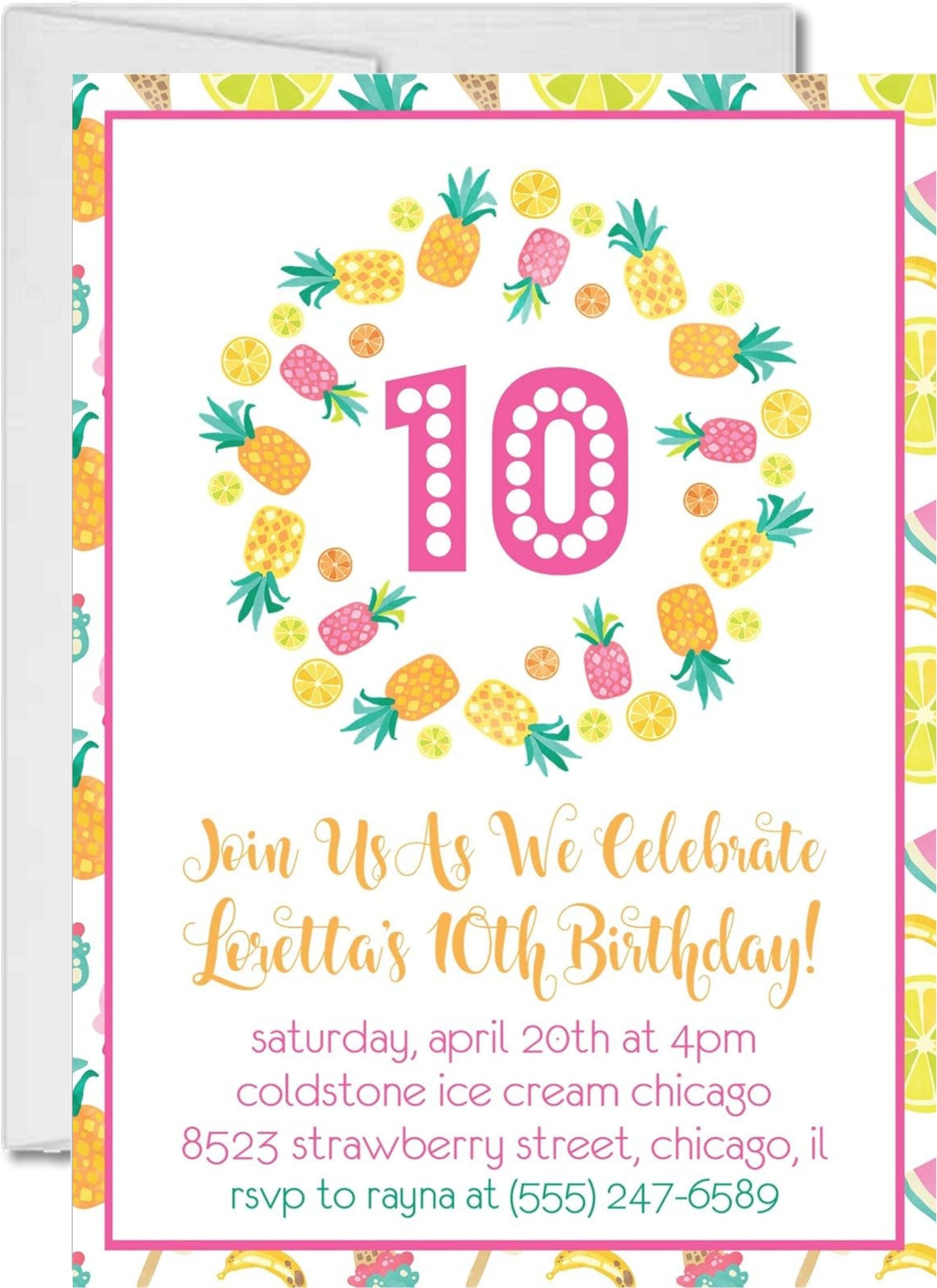 Summer Pineapple Birthday Party Invitations