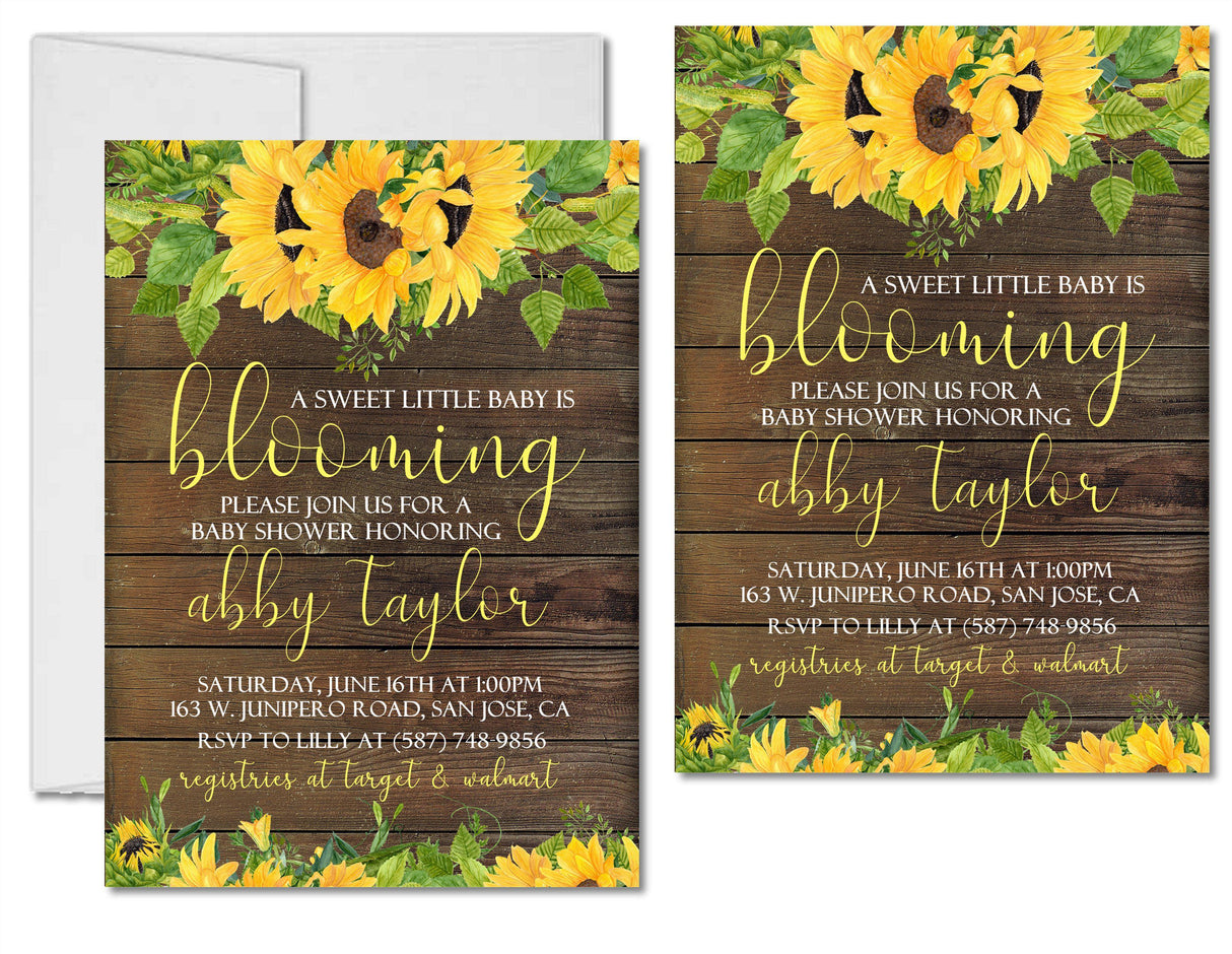 Sunflower Baby Shower Invitations