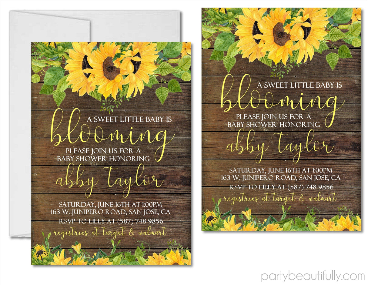 Sunflower Baby Shower Invitations