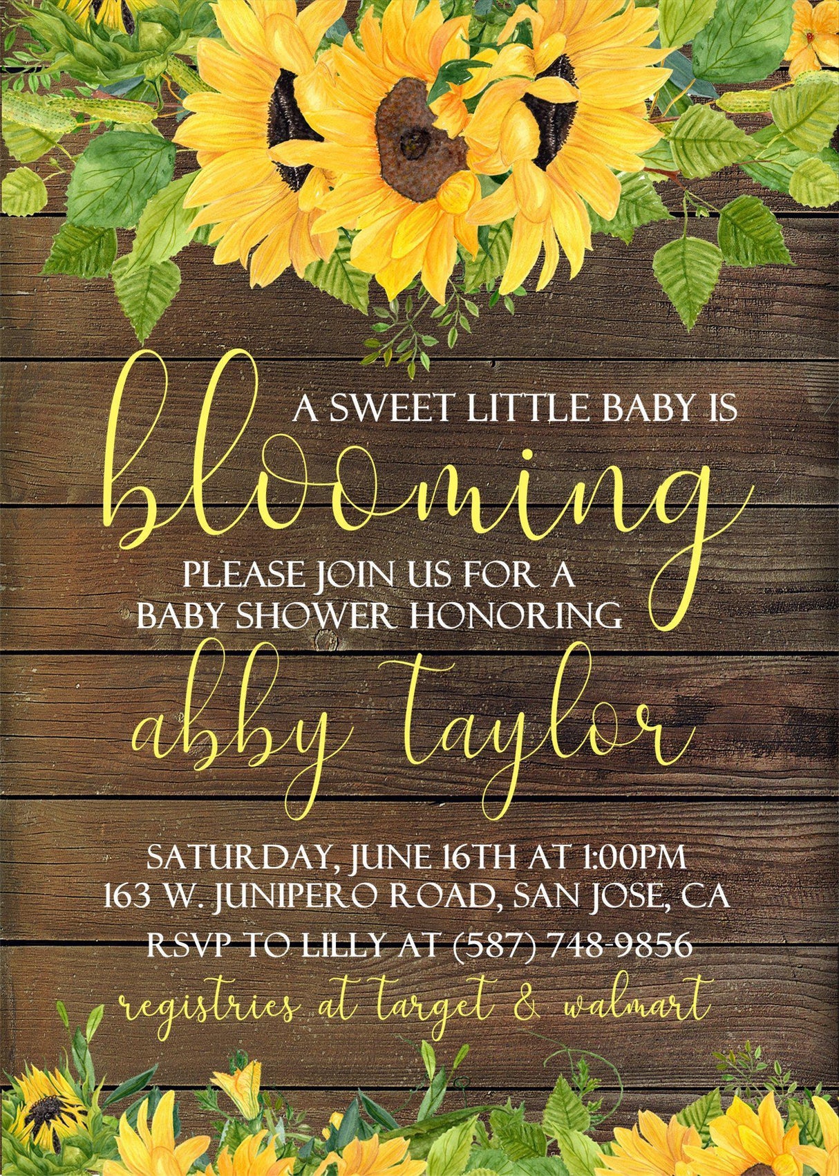 Sunflower Baby Shower Invitations