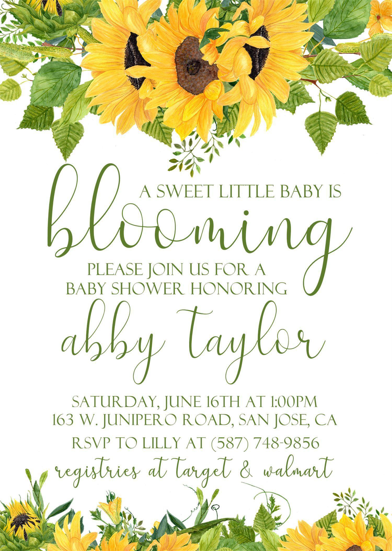 Sunflower Baby Shower Invitations