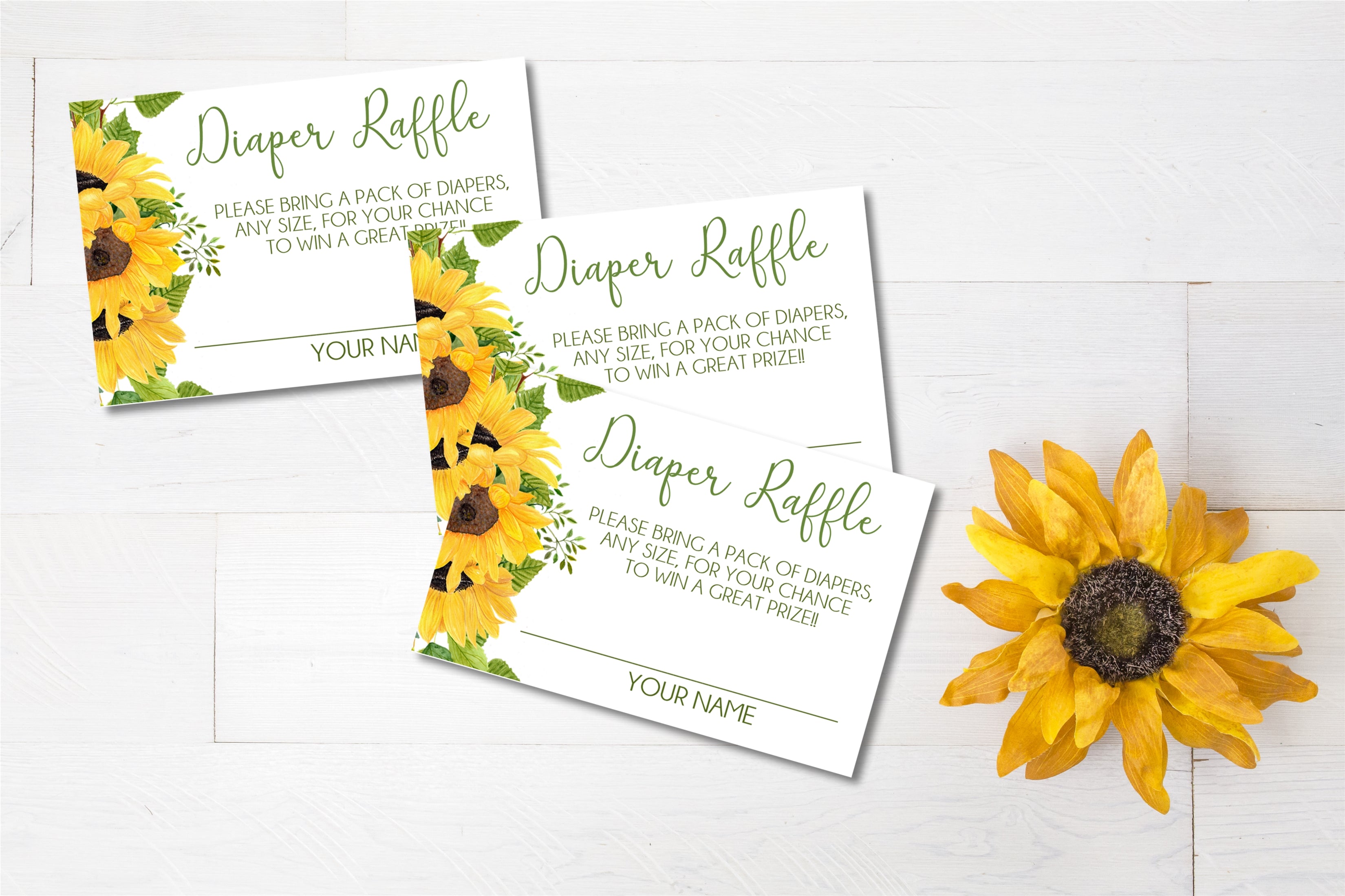 Sunflower Diaper Raffle Tickets