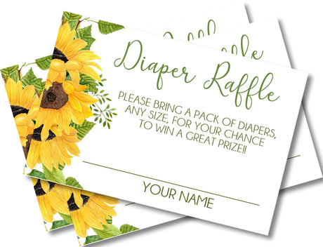 Sunflower Baby Shower Diaper Raffle Tickets Printable PDF Download