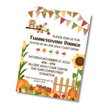 Sunflower and pumpkin autumn Thanksgiving party invitation