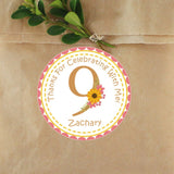 Sunflower birthday sticker with single number floral accent