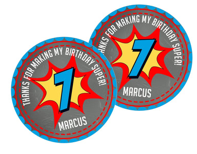 Superhero Birthday Party Stickers