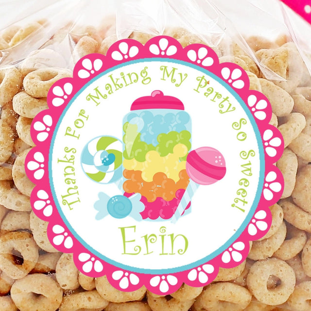 Sweet shop candy theme party label