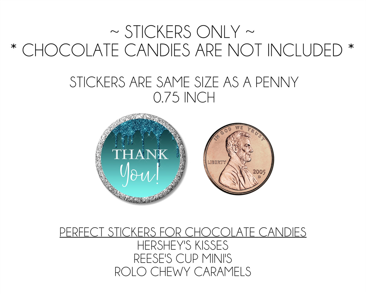 Sweet sixteen turquoise candy stickers set