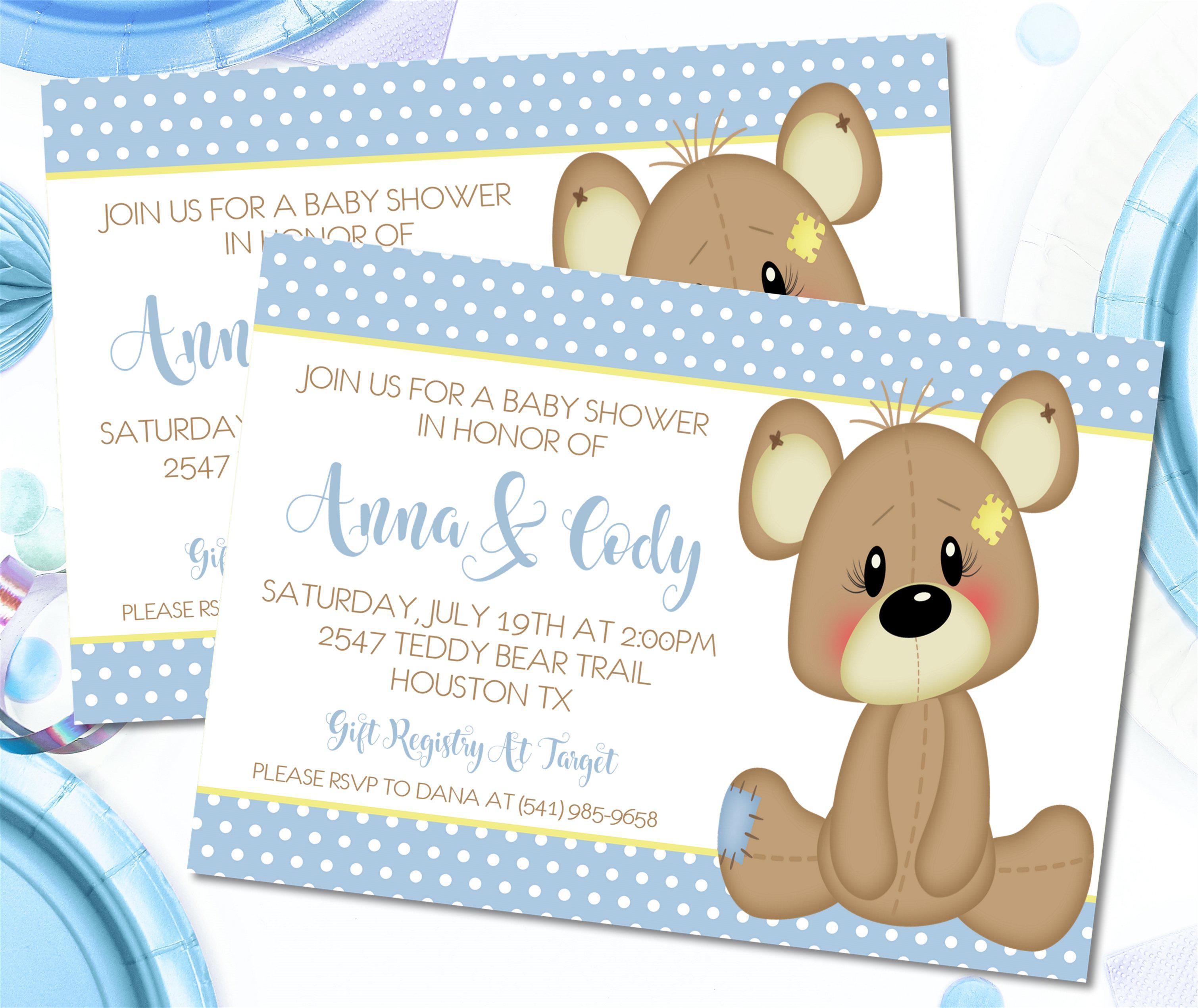 Teddy Bear Baby Shower Invitations