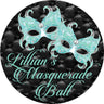 Tiffany aqua black masquerade ball party sticker favor labels