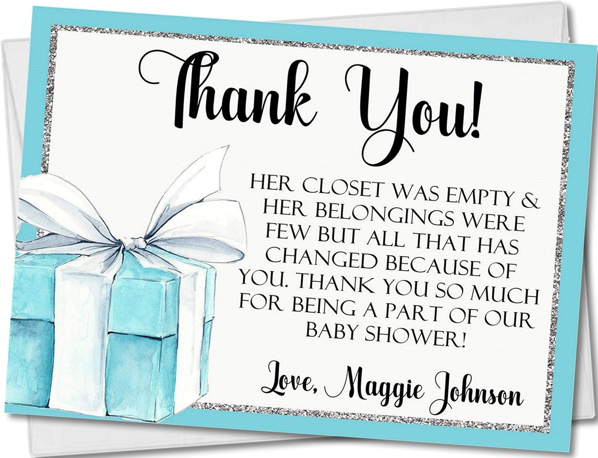 Tiffany baby shower thank you cards