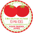 Tomato pun Valentine sticker with two red tomatoes