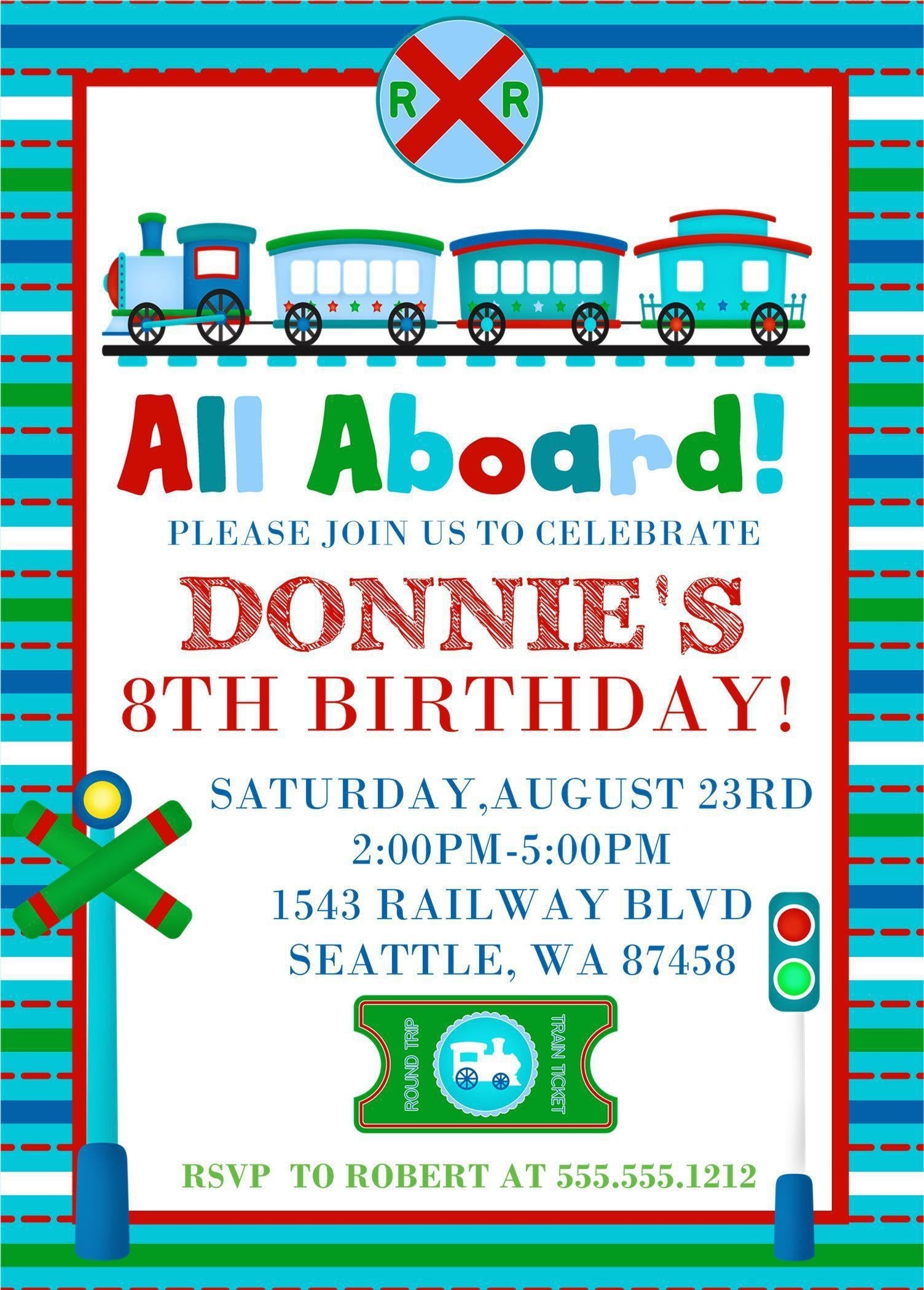 Train Birthday Party Invitations