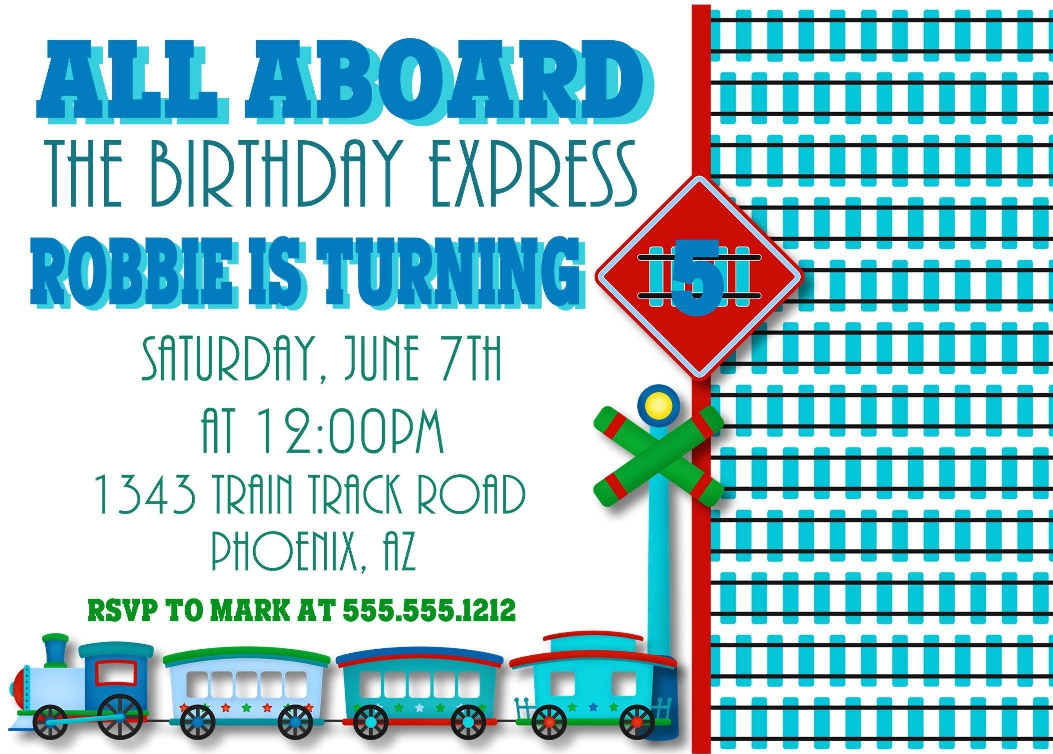 Train Birthday Party Invitations