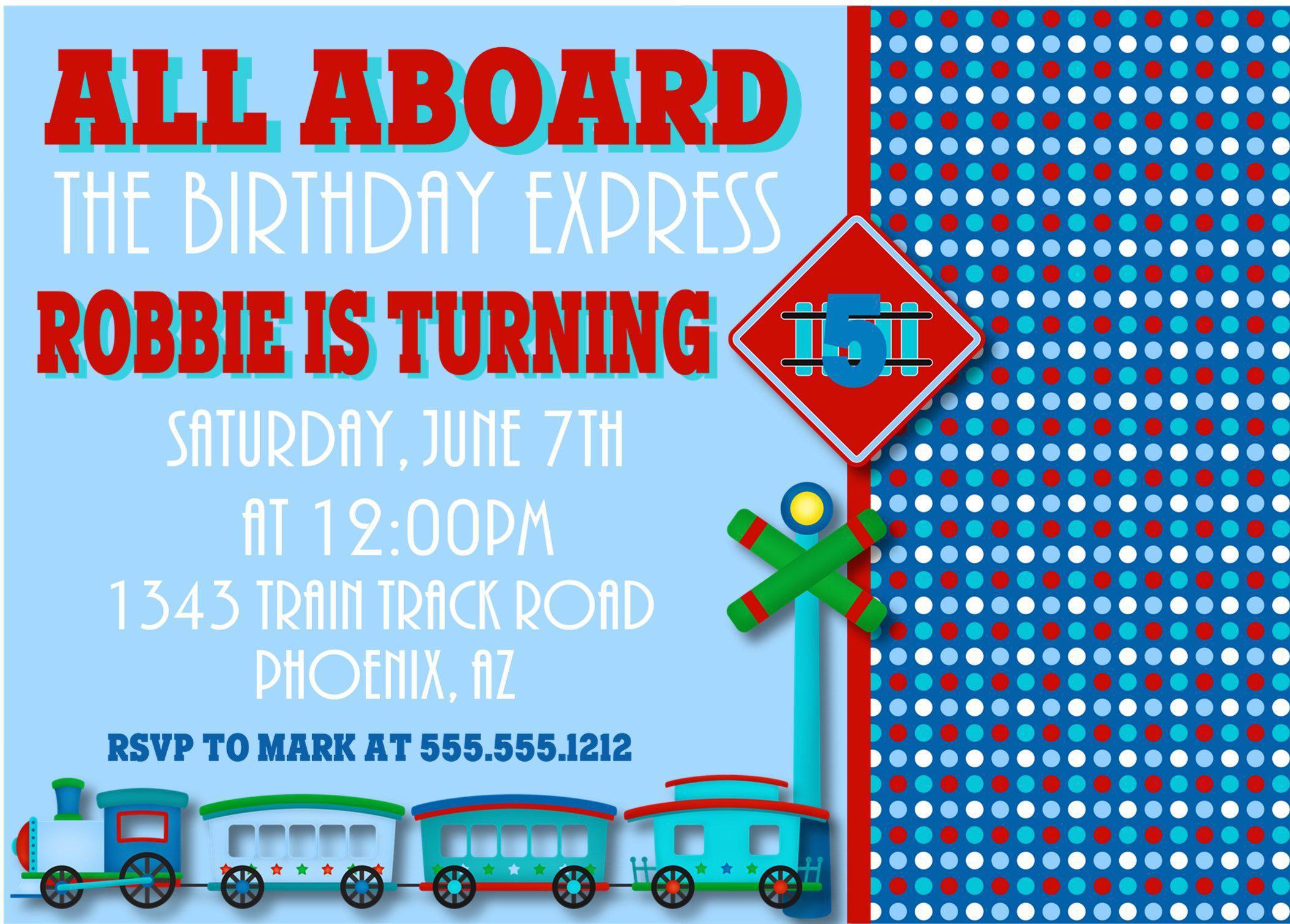 Train Birthday Party Invitations