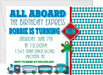 Train Birthday Party Invitations