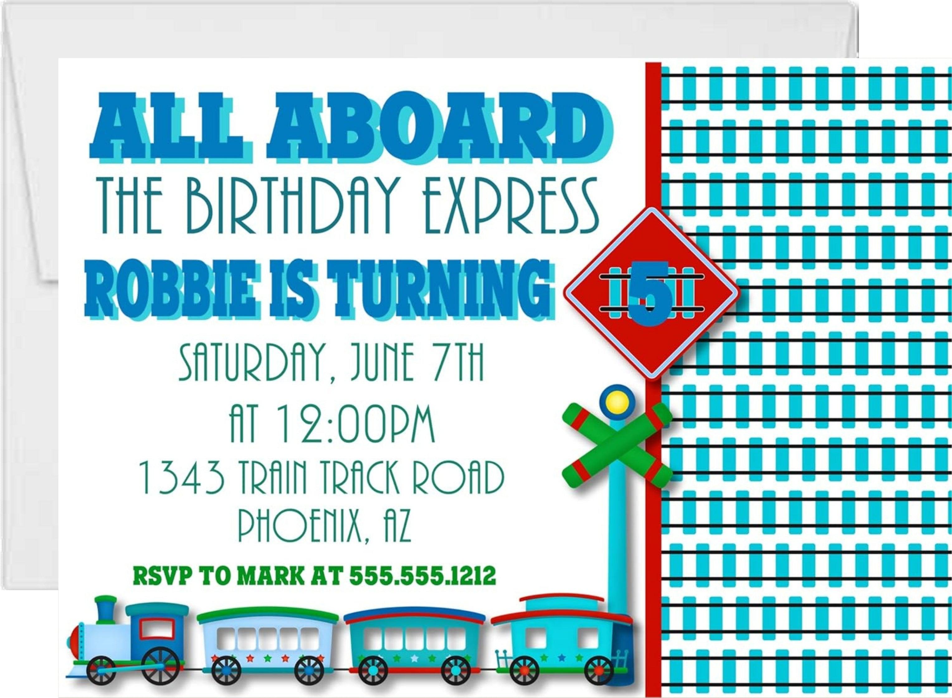 Train Birthday Party Invitations