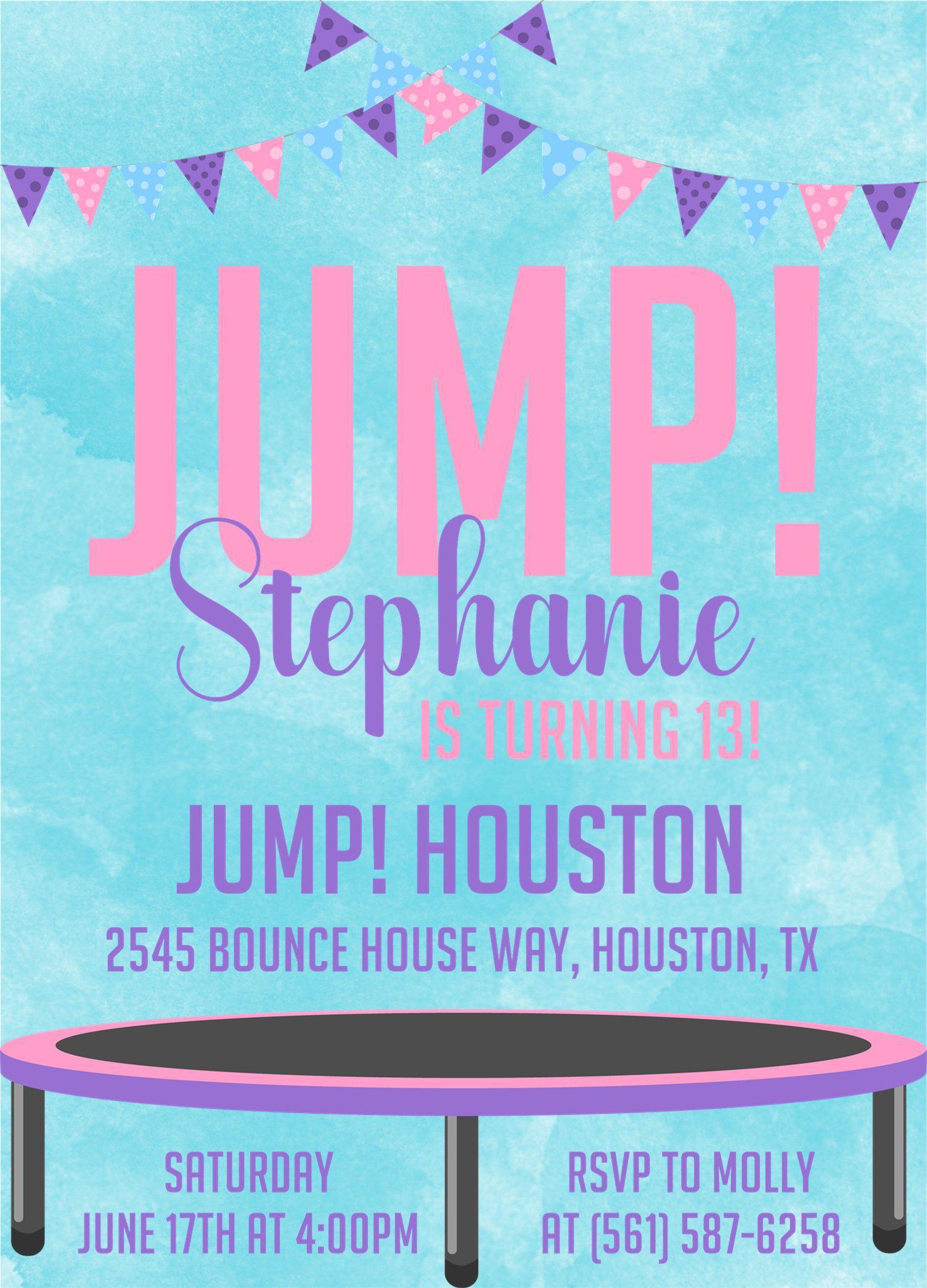 Trampoline Birthday Party Invitations