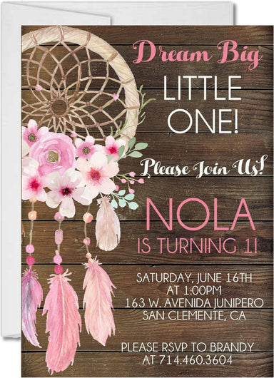 Tribal Feather Dreamcatcher Birthday Party Invitations