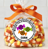 Trick or treat candy themed Halloween party sticker