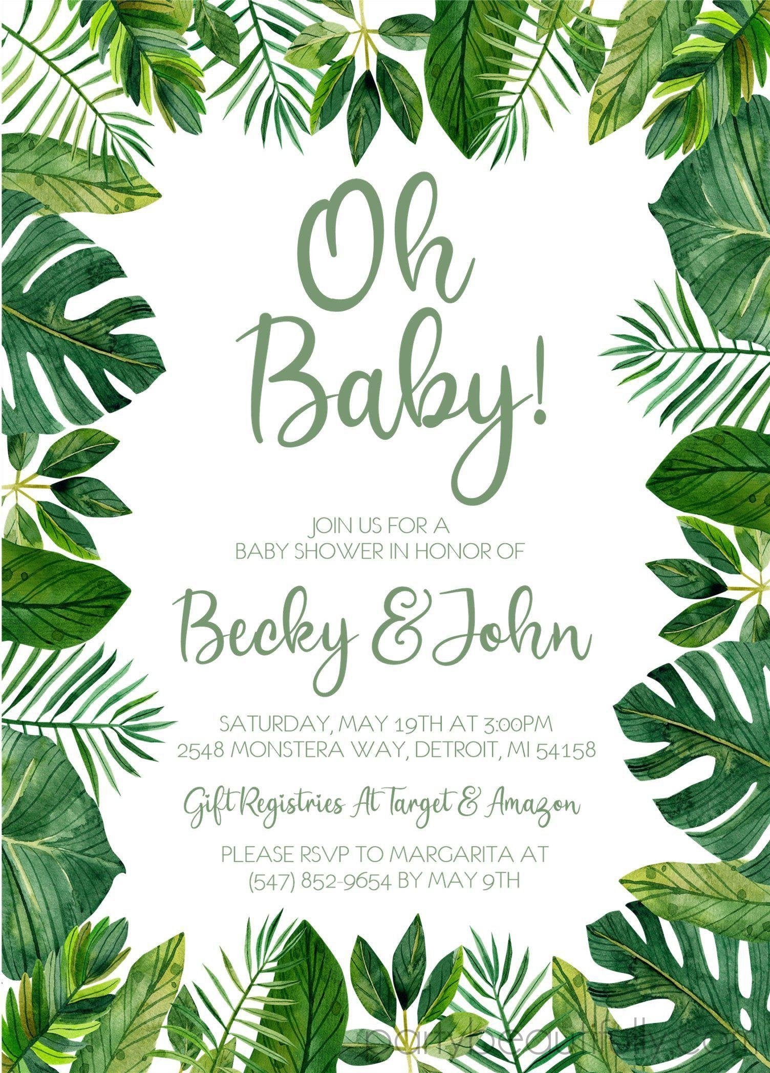 Tropical Baby Shower Invitations