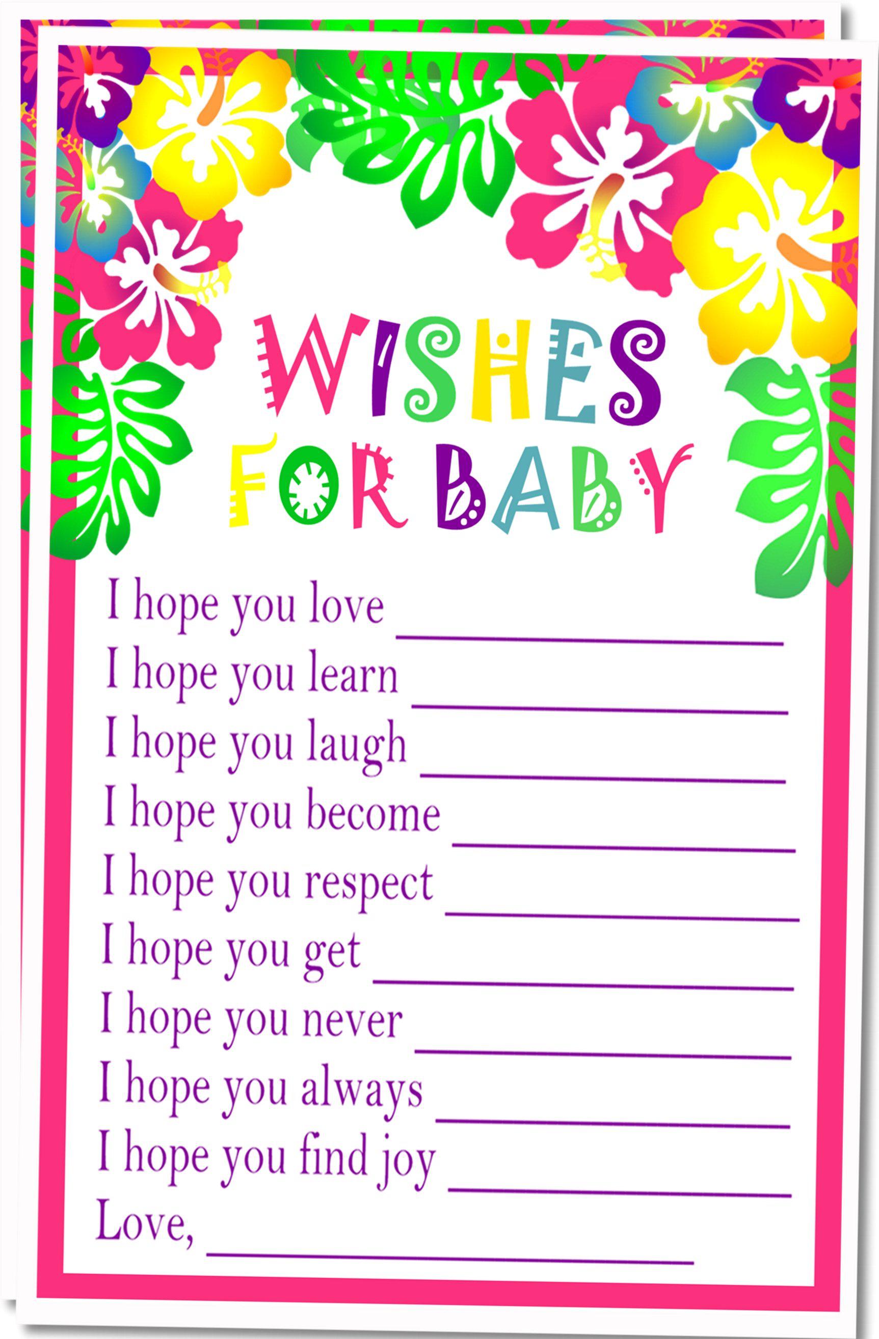 Tropical Luau Baby Shower Wish Cards