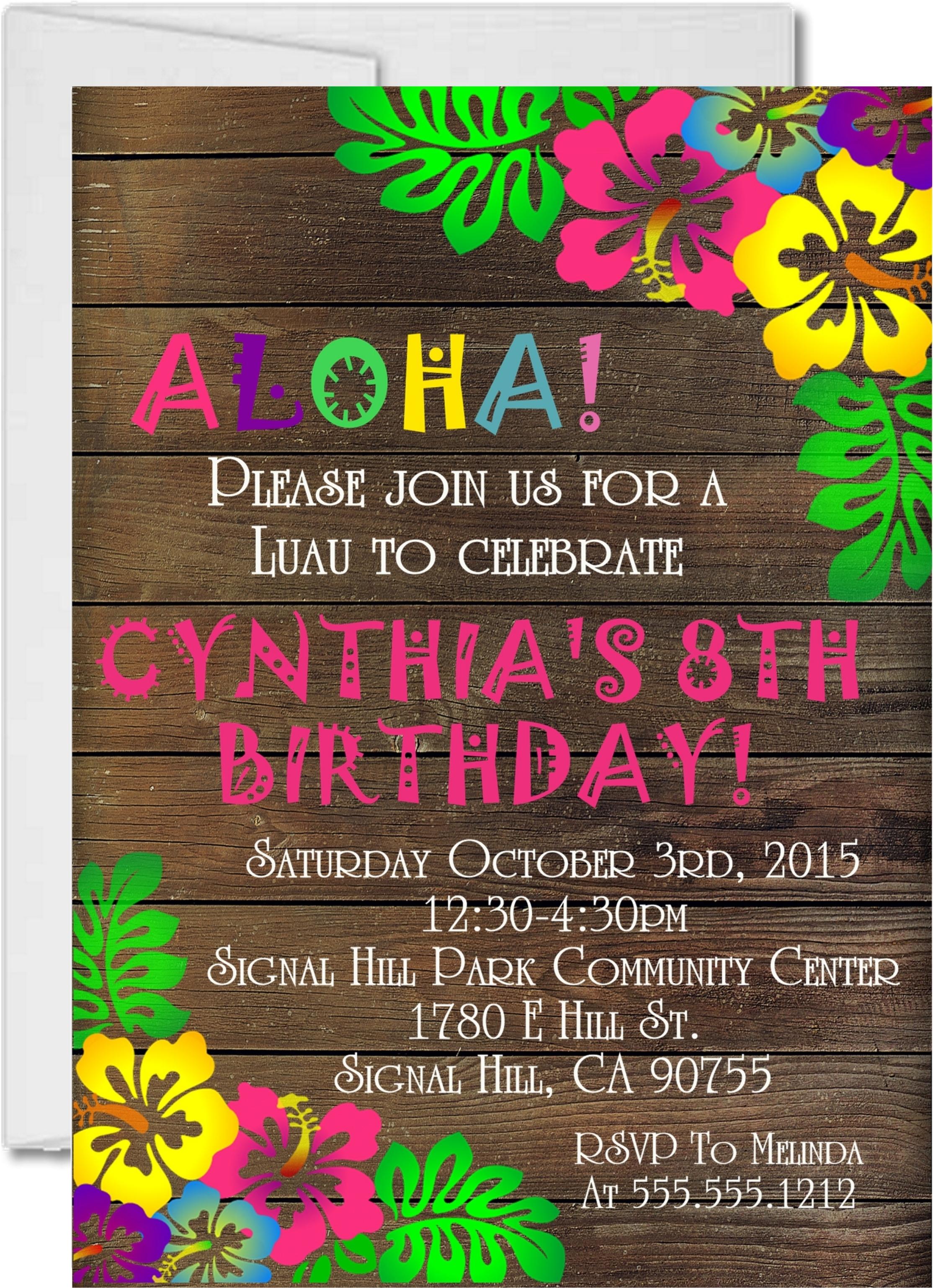 Tropical Luau Birthday Party Invitations