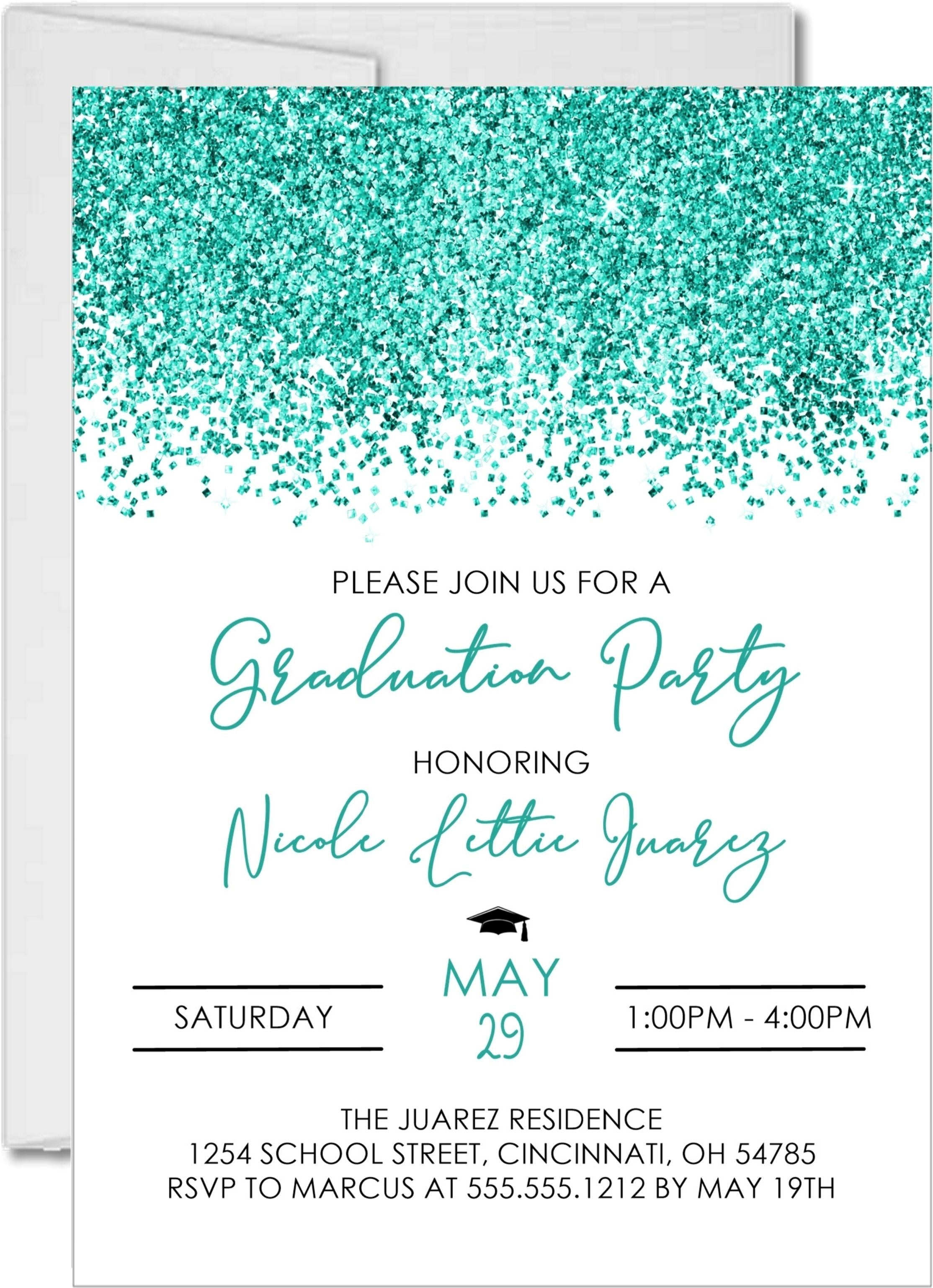 Turquoise Graduation Party Invitations