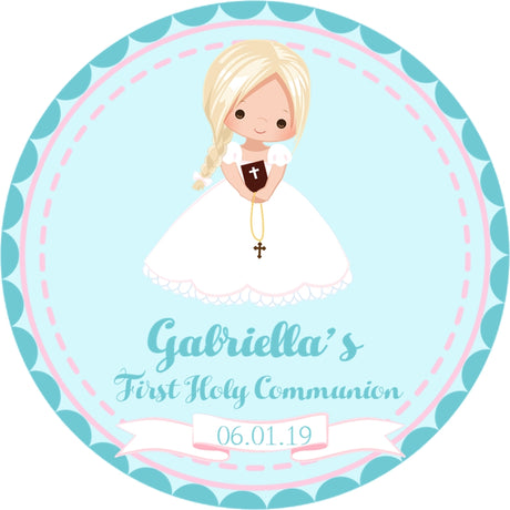 Turquoise Communion sticker label