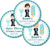 Turquoise blue First Communion Sticker Favors