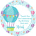 Turquoise hot air balloon birthday sticker pastel design