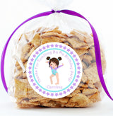 Turquoise purple gymnastics birthday party sticker