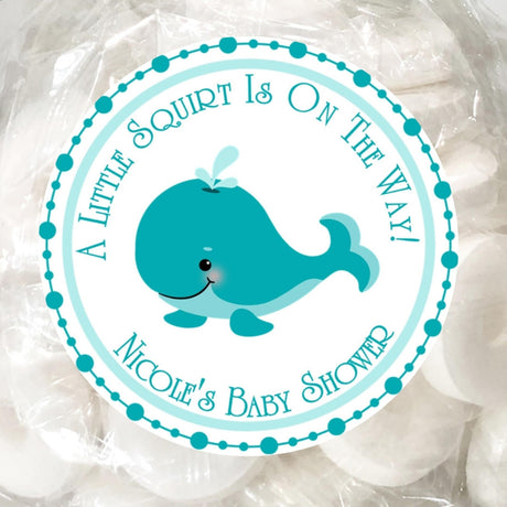 Turquoise whale baby shower sticker