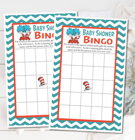 Twins Thing 1 Thing 2 Baby Shower Bingo Cards
