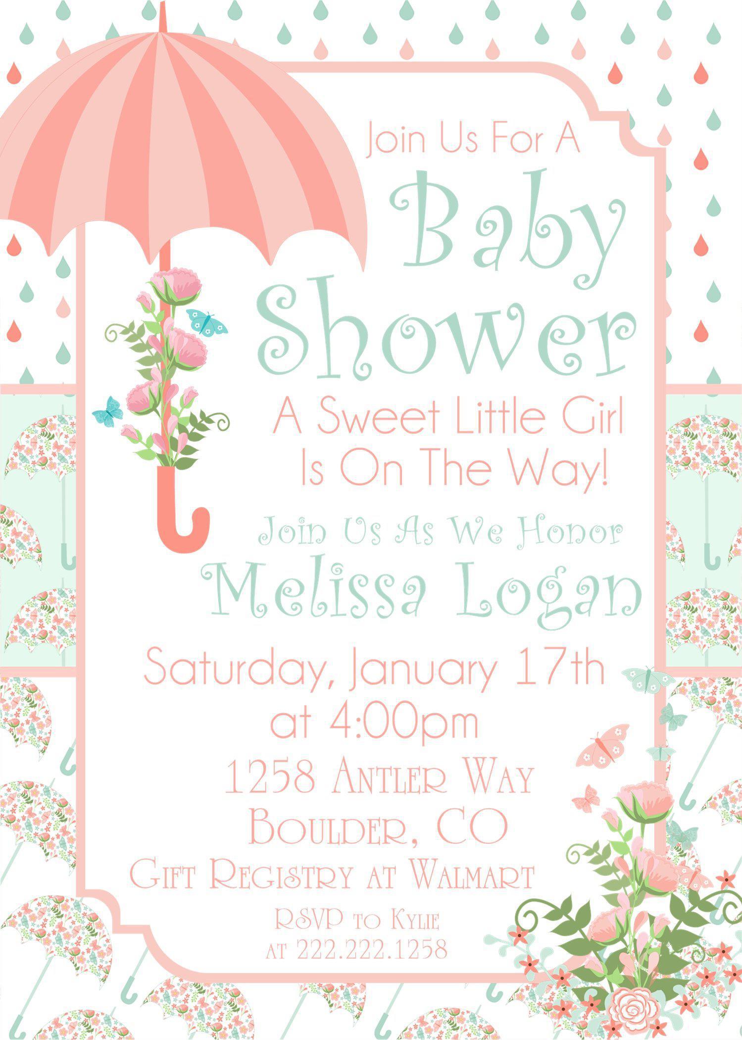 Umbrella Baby Shower Invitations