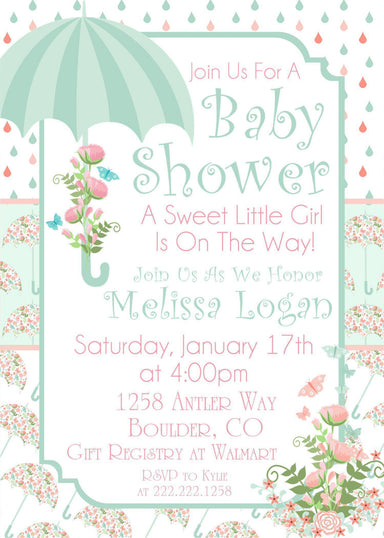 Umbrella Baby Shower Invitations