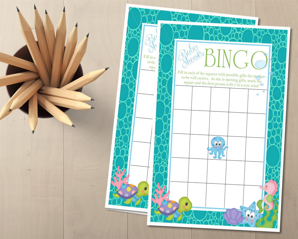 Under The Sea Baby Shower Bingo Cards