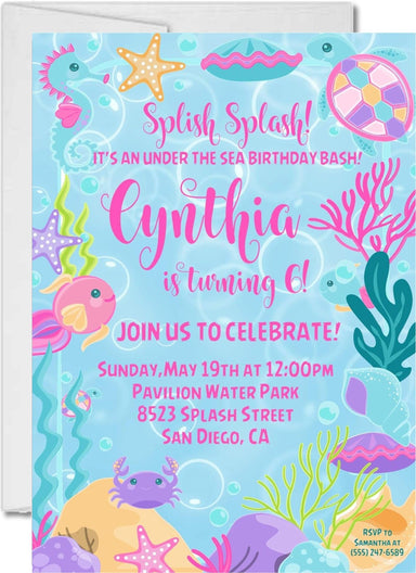 Under The Sea Birthday Party Invitations