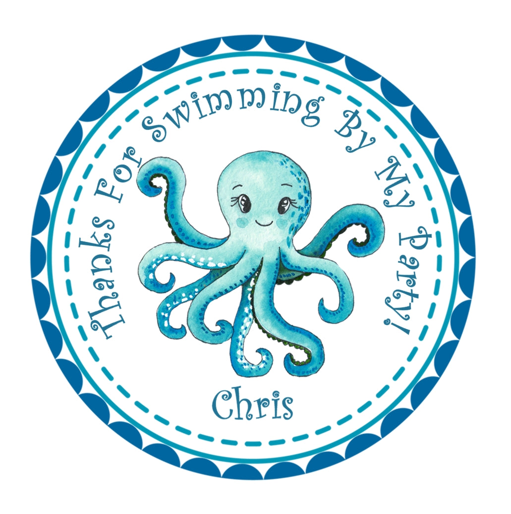 Octopus Under The Sea Birthday Party Stickers (Copy)