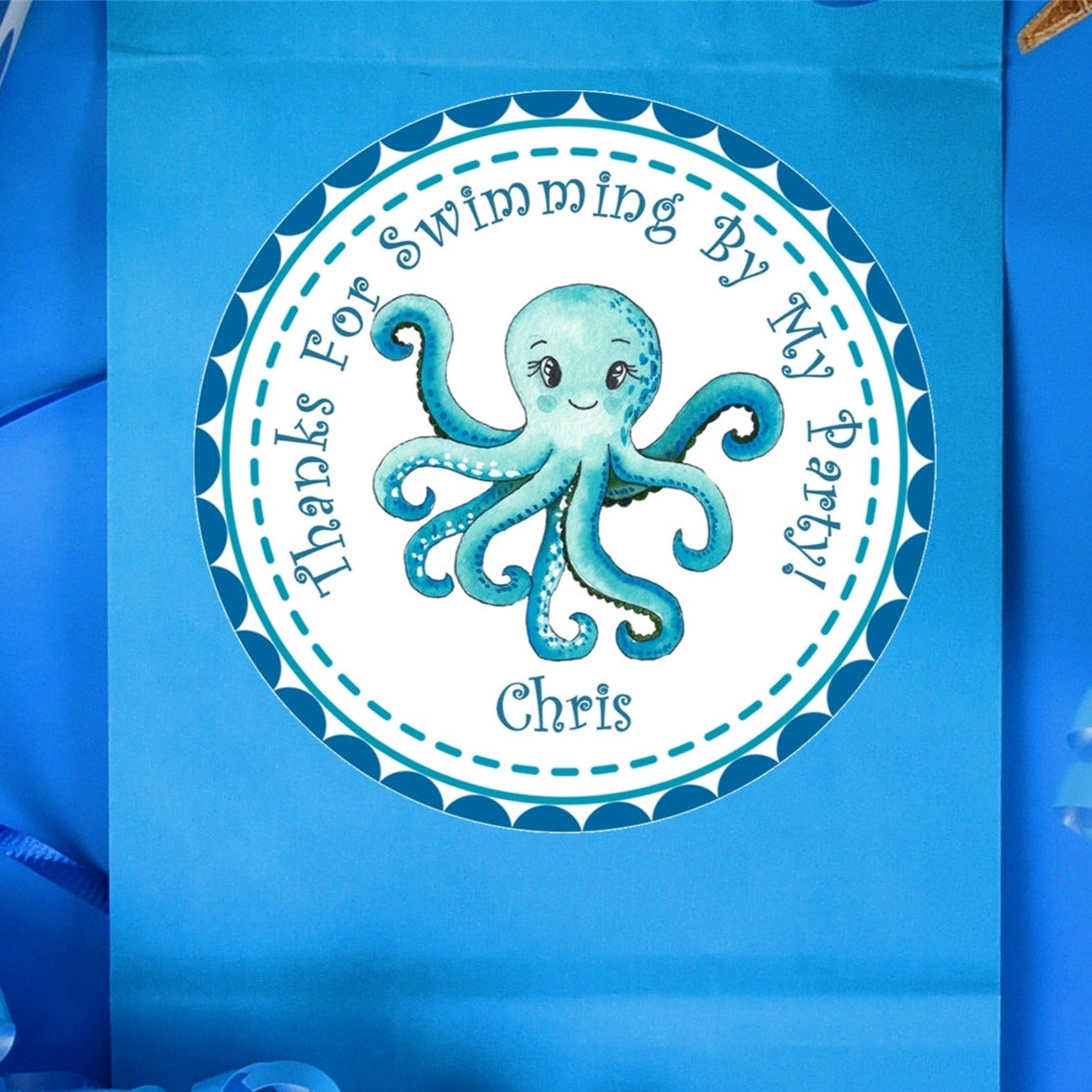 Octopus Under The Sea Birthday Party Stickers (Copy)